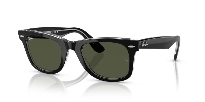 Ray-Ban zonnebril  2140 Wayfarer 129431 – Zwart op transparant