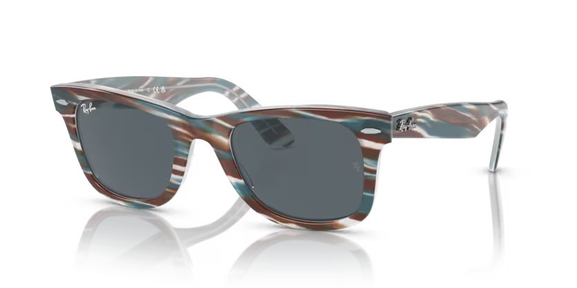 Ray-Ban zonnebril 2140 Wayfarer 1407R5 – Photo gestreept lichtblauw
