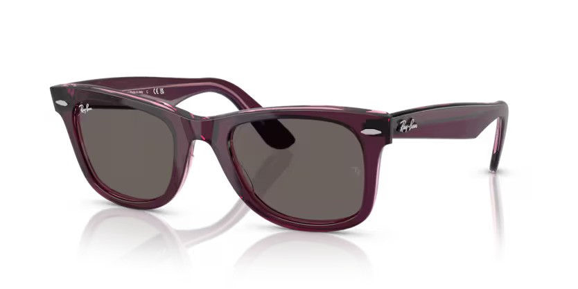 Ray-Ban zonnebril  2140 Wayfarer 1447B1 – Violet op transparant roze
