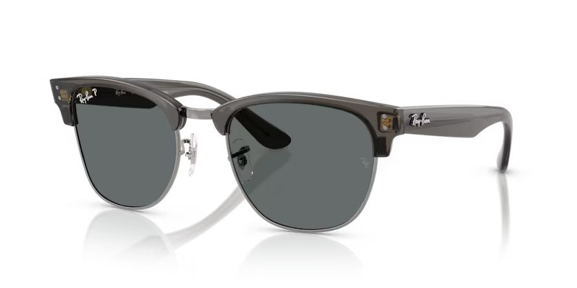 Ray-Ban zonnebril 0504S Clubmaster Reverse 670781 Transparant donkergrijs op staalgrijs gepolariseerd